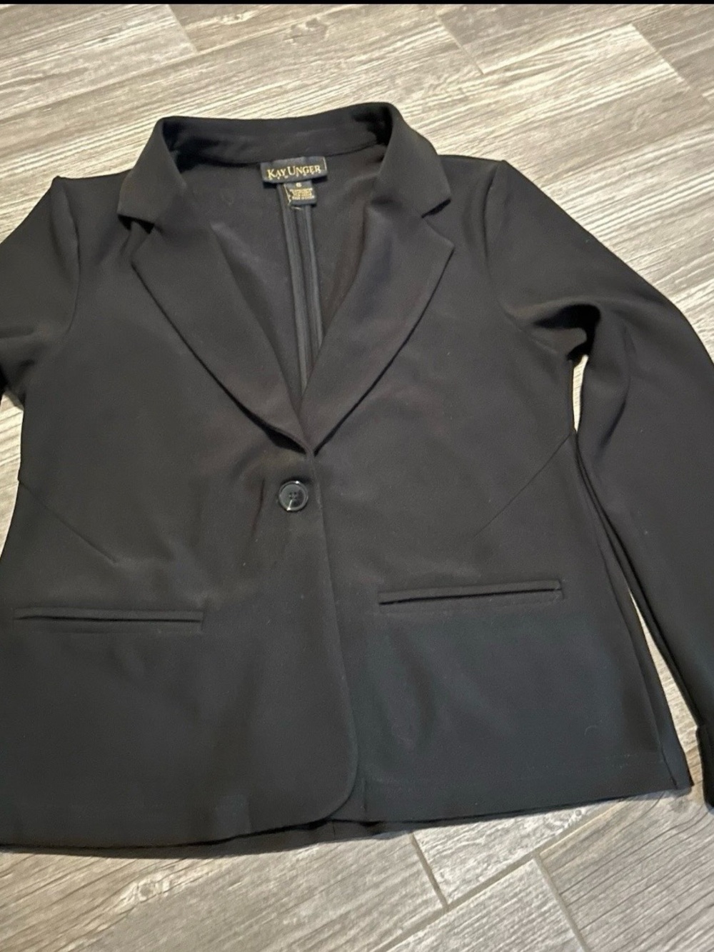 Kay Unger Black Single-Button Notch Lapel Blazer - Picture 3 of 5